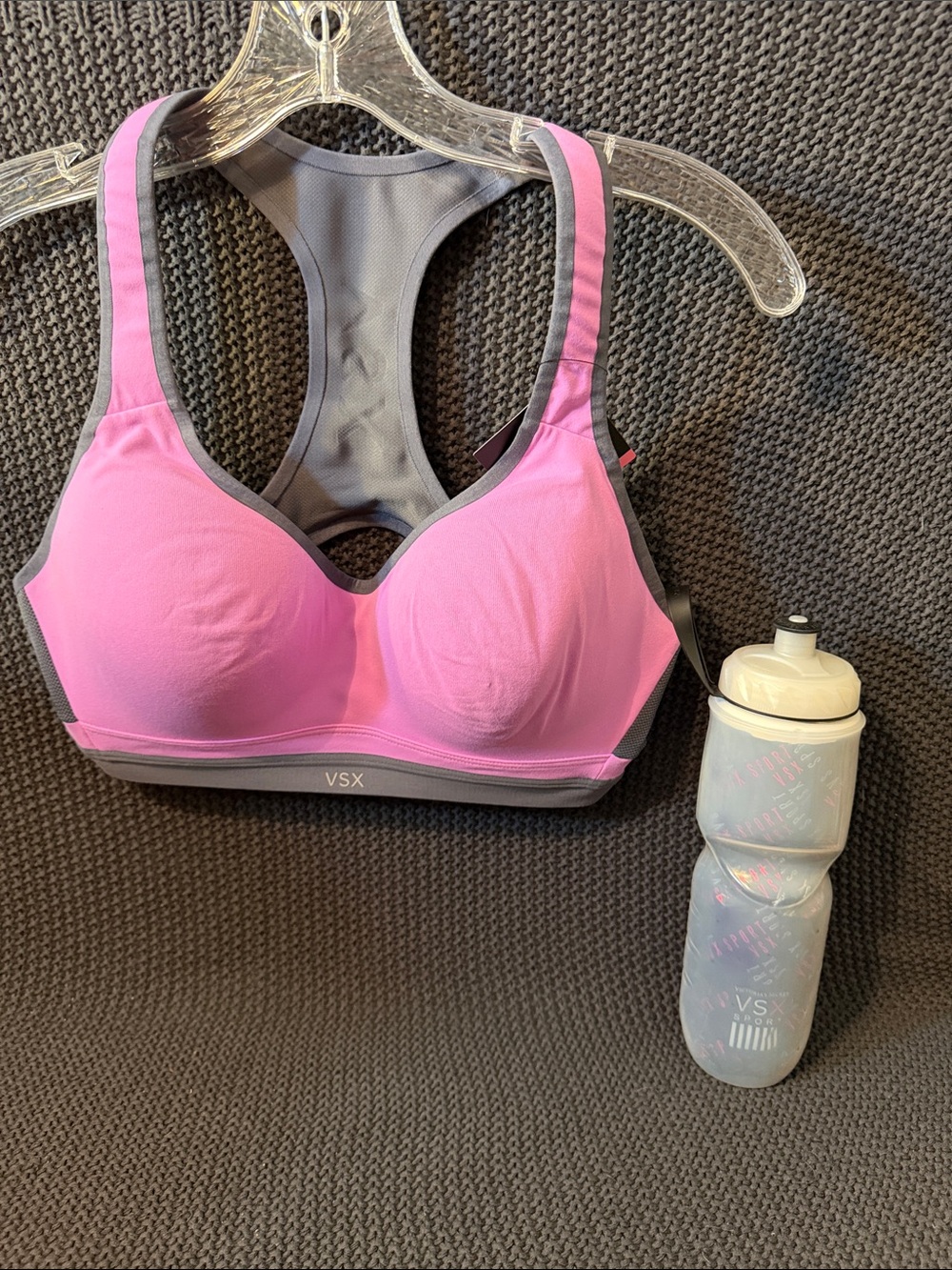 VSX Pink and Gray Racerback High-Impact Sports Bra